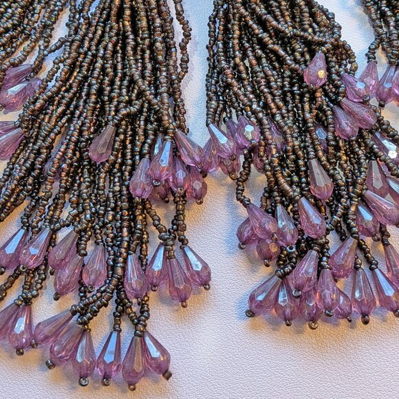 Set of 6 purple lushly beaded VTG napkin rings, Hand Made in India, 8" length - Picture 9 of 15